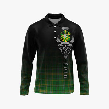 Crotty Irish Clan Long Sleeve Polo Shirt with Coat of Arms Erin Go Bragh Celtic Inspired Unisex - Tartan Vibes Clothing