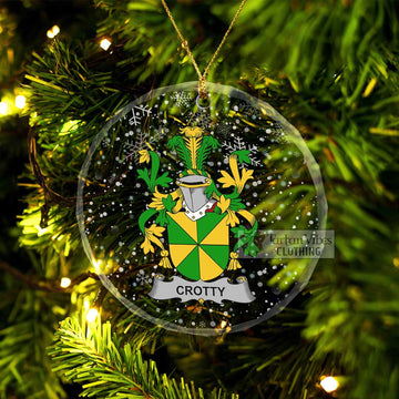 Crotty Irish Clan Christmas Glass Ornament with Coat of Arms