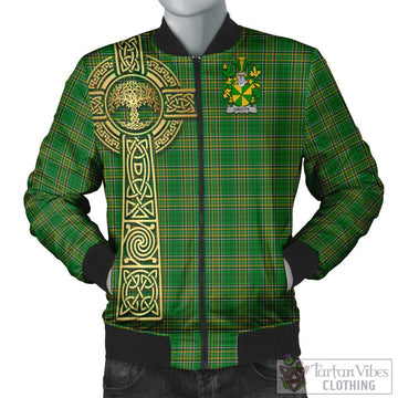 Crotty Irish Clan Tartan Bomber Jacket with Coat of Arms Celtic Tree of Life Style