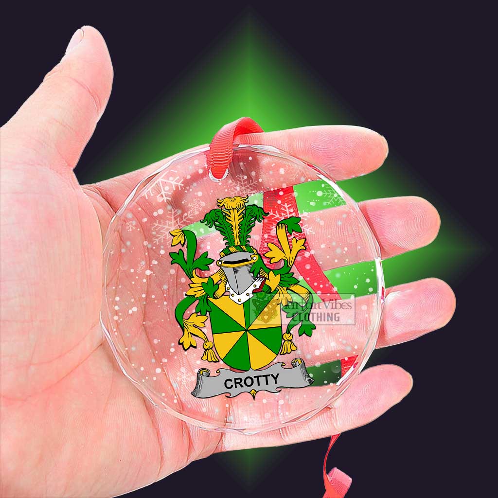 Tartan Vibes Clothing Crotty Irish Clan Christmas Glass Ornament with Coat of Arms