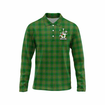 Crowe Irish Clan Tartan Long Sleeve Polo Shirt with Coat of Arms