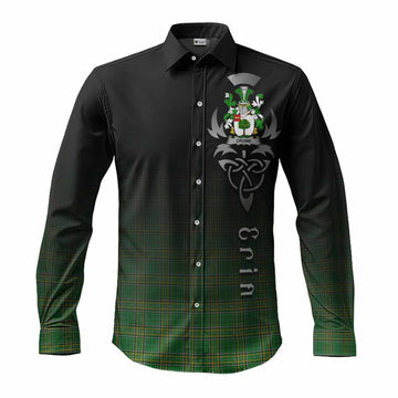 Crowe Irish Clan Long Sleeve Button Shirt with Coat of Arms Erin Go Bragh Celtic Inspired Men's Shirt S - Tartan Vibes Clothing