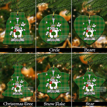 Crowe Irish Clan Tartan Christmas Ceramic Ornament with Coat of Arms