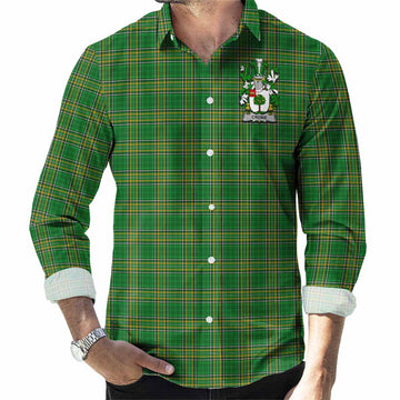 Crowe Irish Clan Tartan Long Sleeve Button Up with Coat of Arms