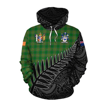 Crowley Irish Clan Tartan Cotton Hoodie with Coat of Arms New Zealand Silver Fern Half Style Pullover Hoodie XS - Tartan Vibes Clothing