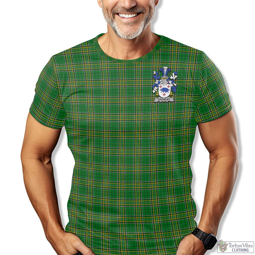 Tartan Vibes Clothing Crowley Ireland Clan Tartan T-Shirt with Family Seal