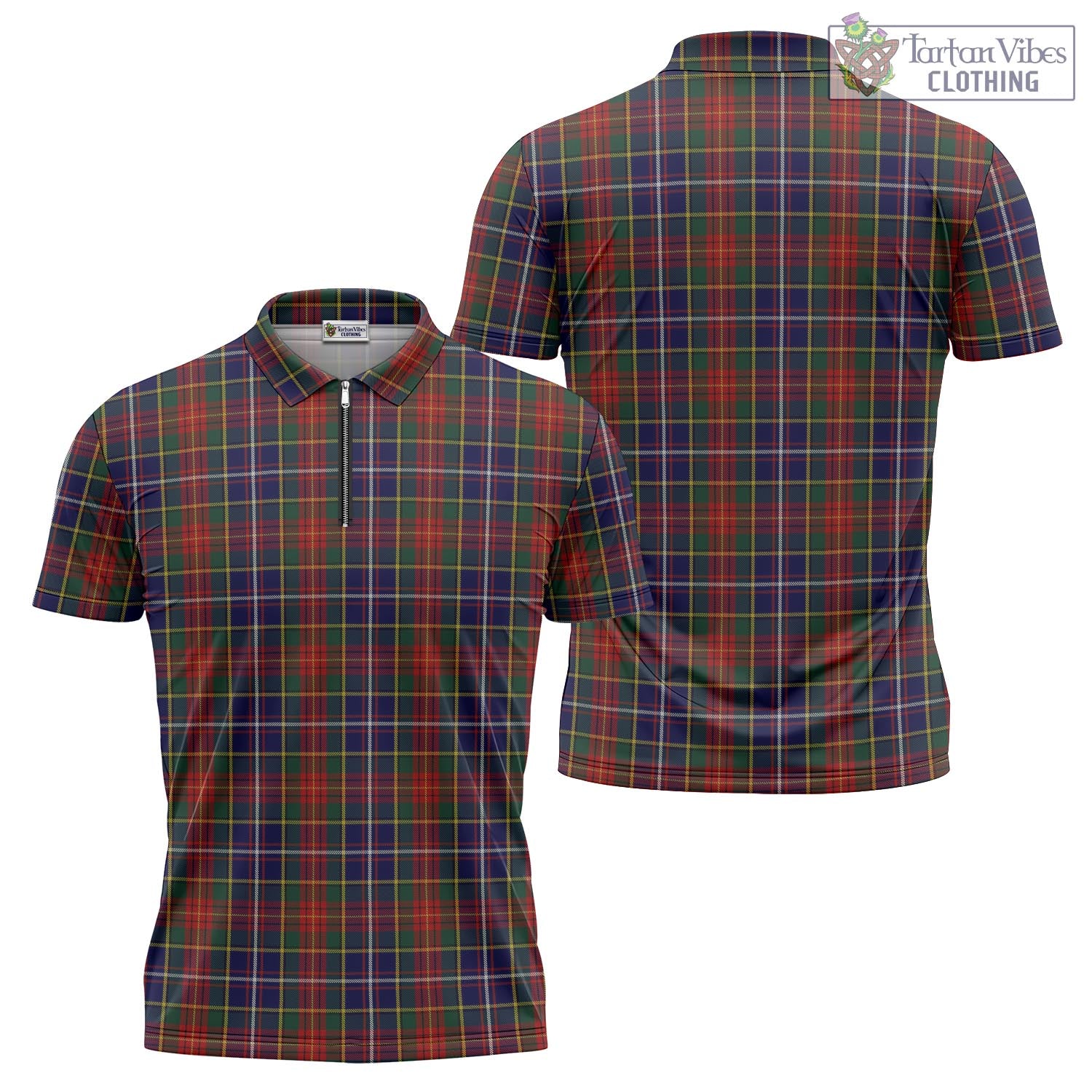 Tartan Vibes Clothing Crozier Tartan Zipper Polo Shirt