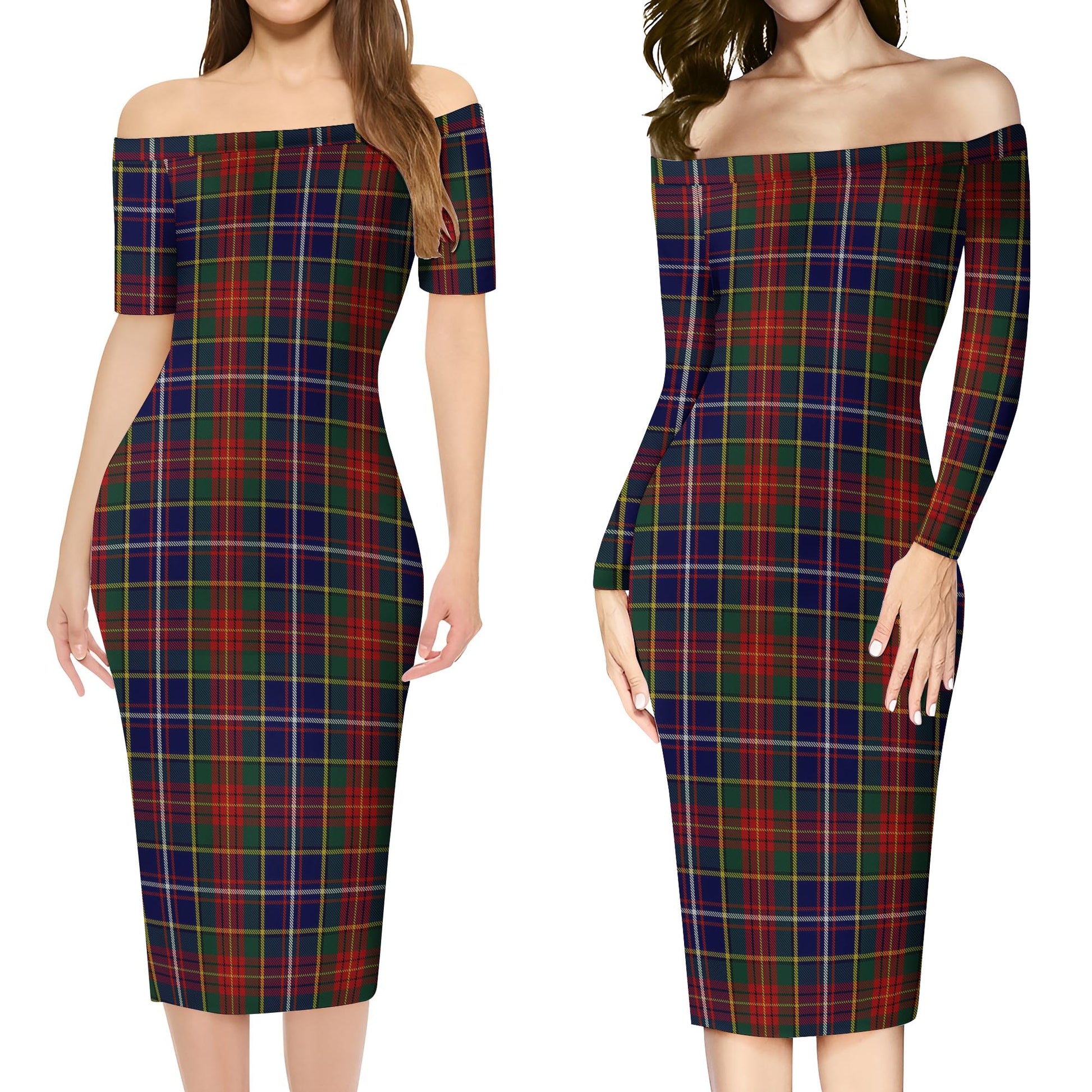 Crozier Tartan Off Shoulder Lady Dress Women's Dress - Tartanvibesclothing