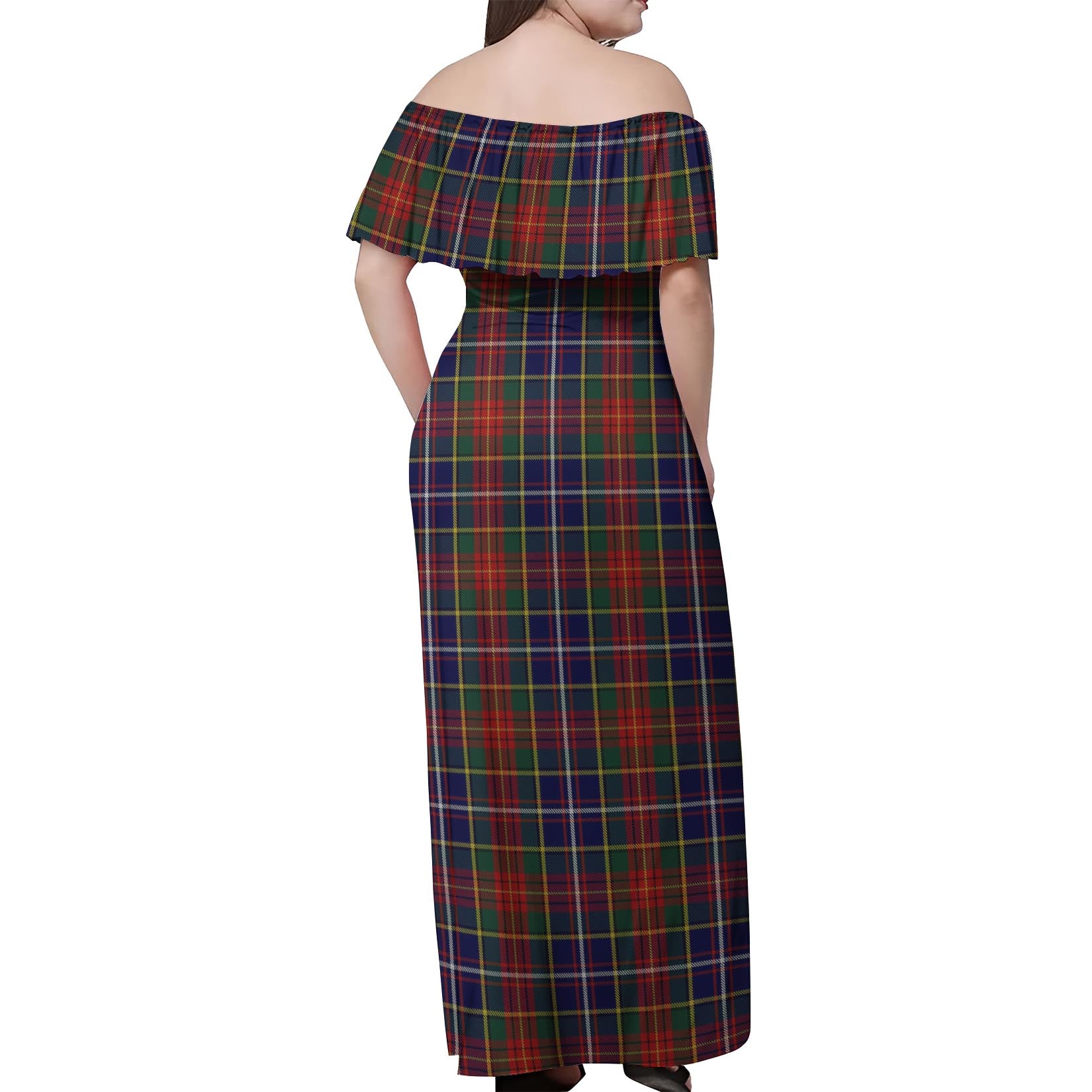 Crozier Tartan Off Shoulder Long Dress - Tartanvibesclothing