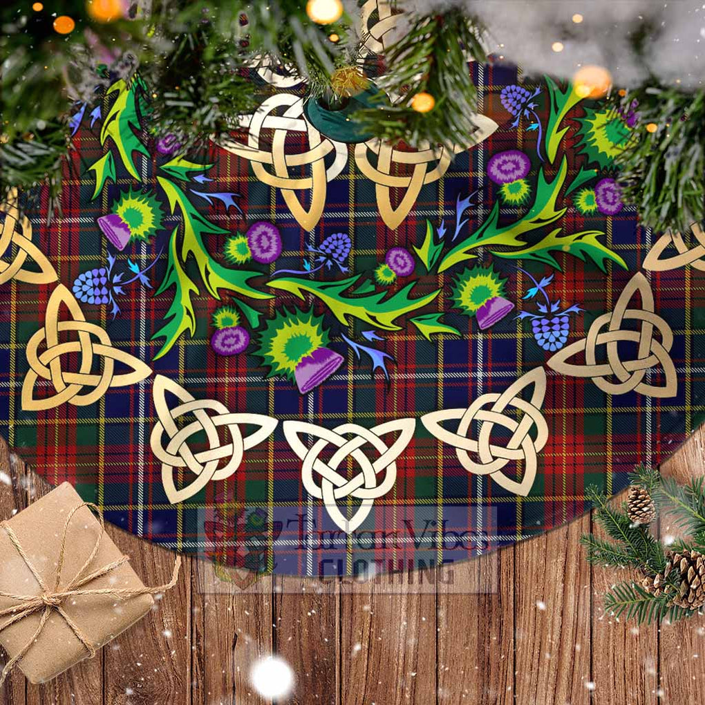 Tartan Vibes Clothing Crozier Tartan Christmas Tree Skirt with Thistle Celtic Knot Style