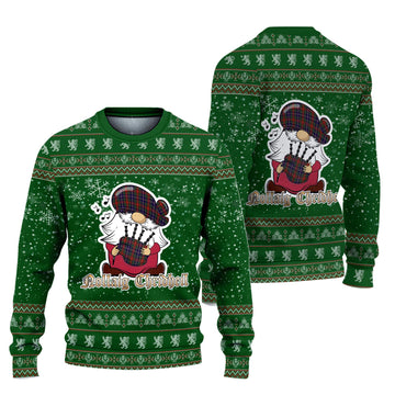 Crozier Clan Christmas Family Ugly Sweater with Funny Gnome Playing Bagpipes