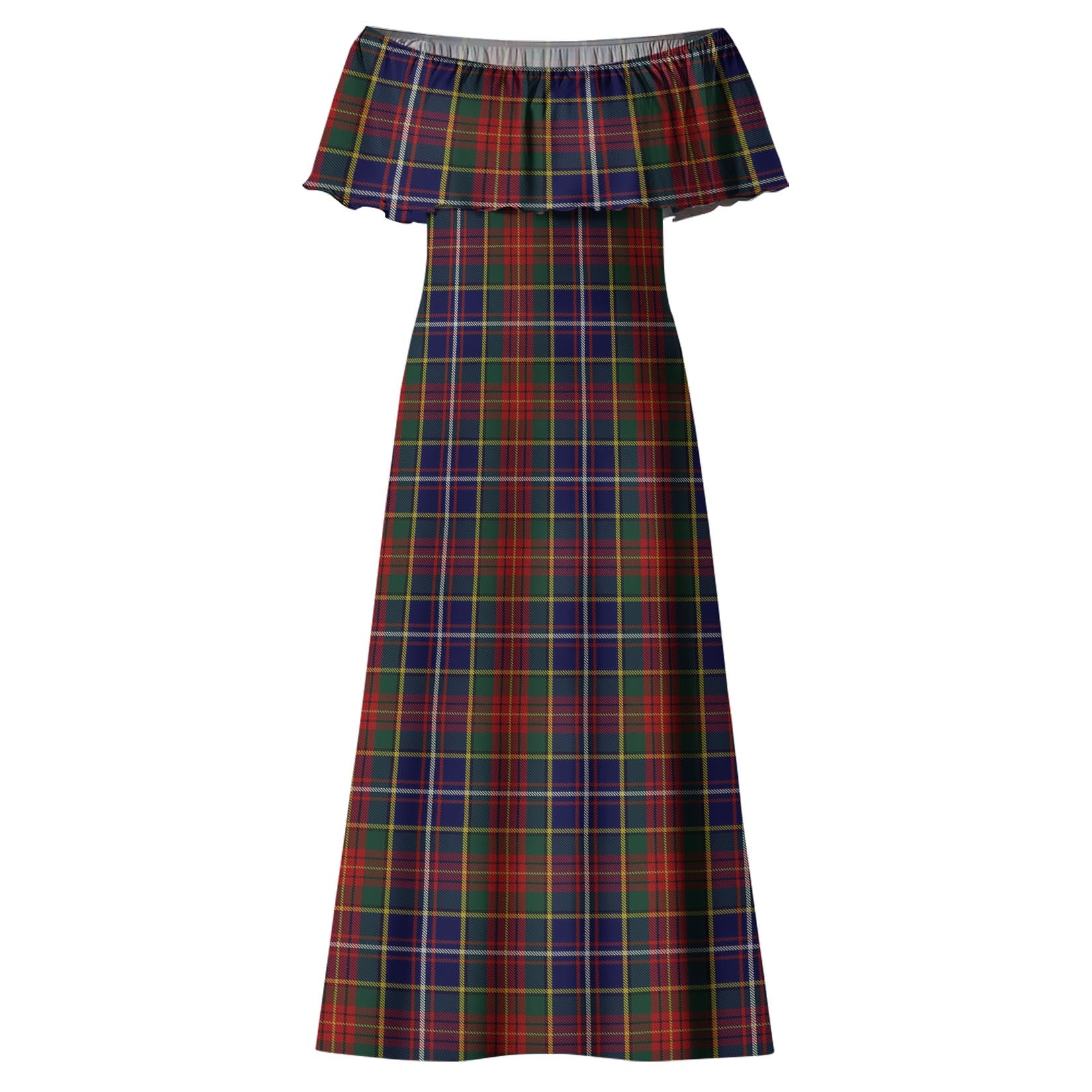 Crozier Tartan Off Shoulder Long Dress - Tartanvibesclothing