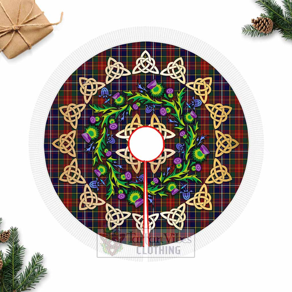 Tartan Vibes Clothing Crozier Tartan Christmas Tree Skirt with Thistle Celtic Knot Style