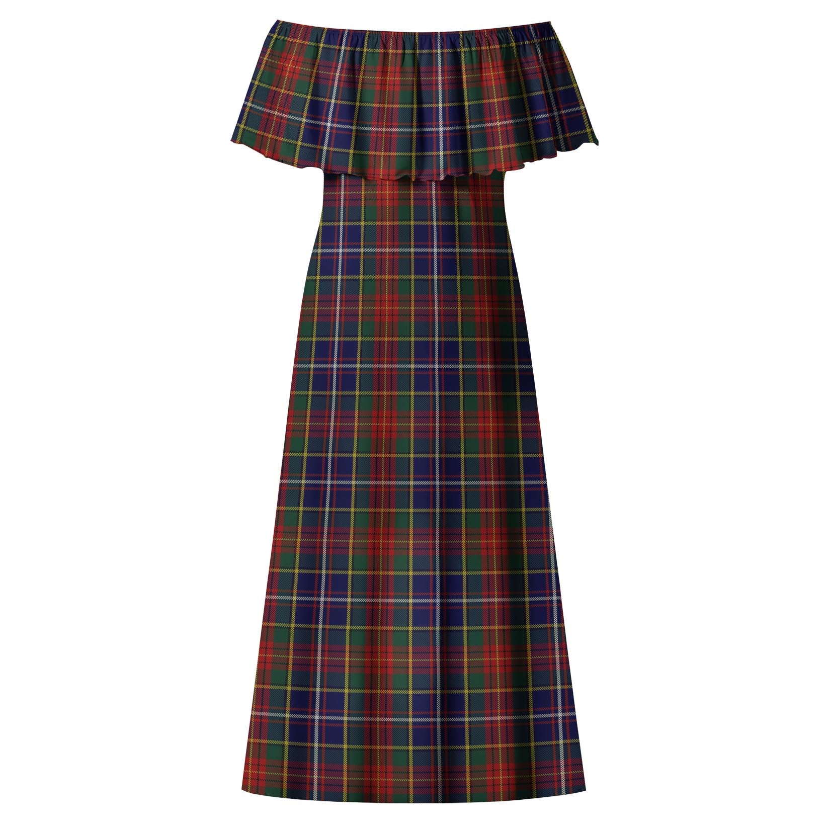 Crozier Tartan Off Shoulder Long Dress - Tartanvibesclothing