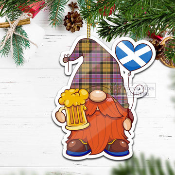 Culloden Tartan Gnome Holding Beer Glass Christmas Ornament with Personalized National Flag