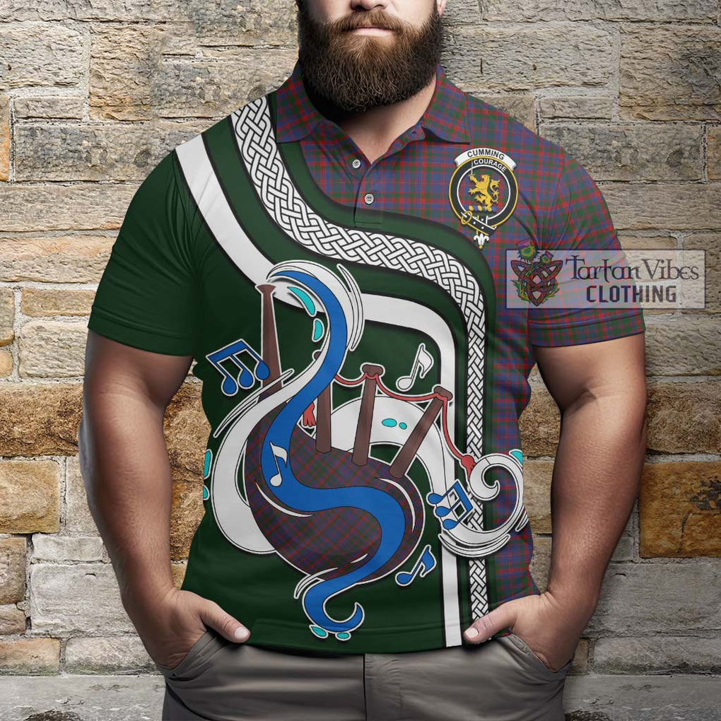 Tartan Vibes Clothing Cumming Tartan Polo Shirt with Epic Bagpipe Style