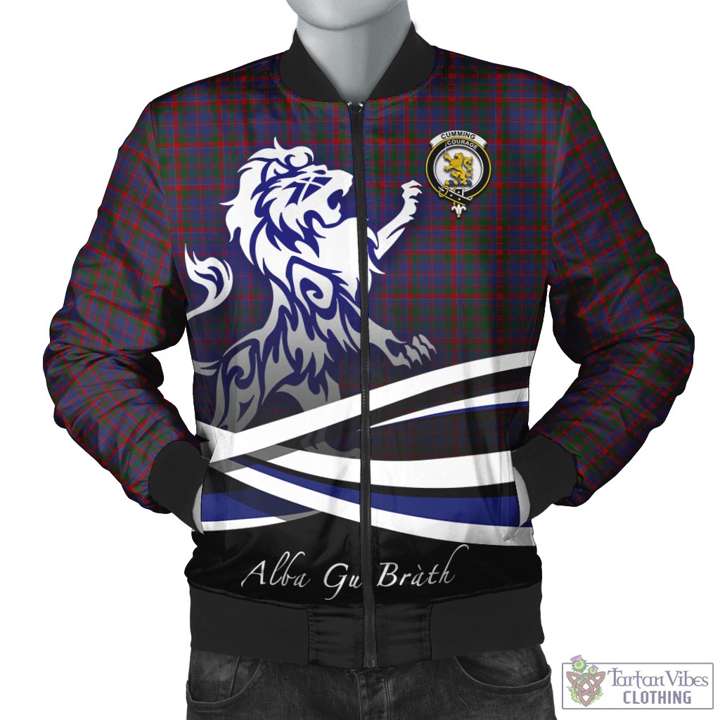 Tartan Vibes Clothing Cumming Tartan Bomber Jacket with Alba Gu Brath Regal Lion Emblem