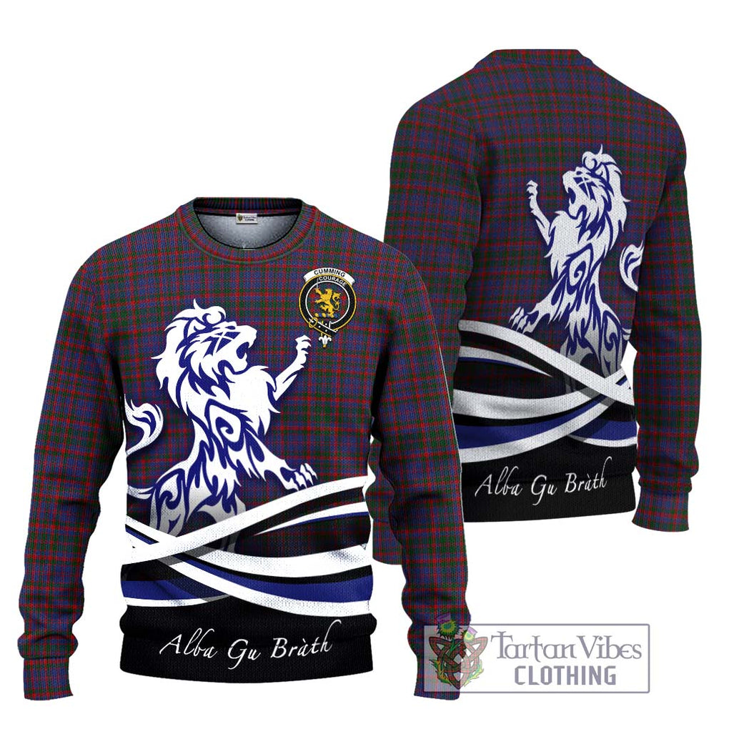 Cumming Tartan Knitted Sweater with Alba Gu Brath Regal Lion Emblem Unisex - Tartanvibesclothing Shop