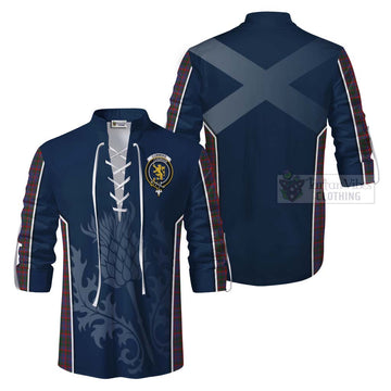 Cumming Tartan Ghillie Kilt Shirt with Family Crest and Scottish Thistle Vibes Sport Style