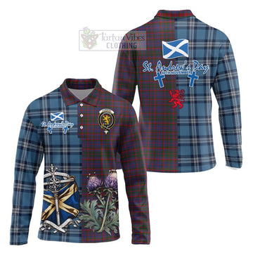 Cumming Tartan Long Sleeve Polo Shirt Happy St. Andrew's Day Half Tartan Style