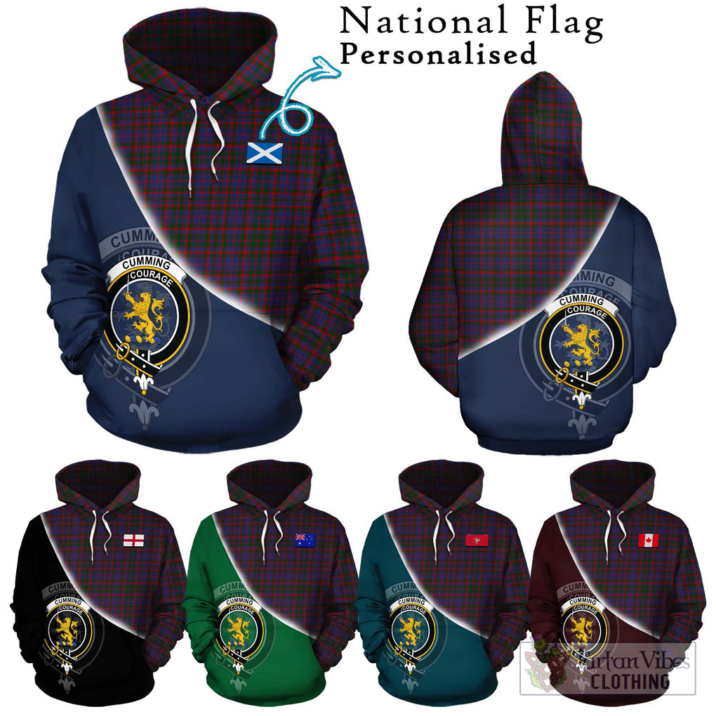 Cumming Tartan Hoodie with Personalised National Flag and Family Crest Half Style Zip Hoodie - Tartanvibesclothing Shop