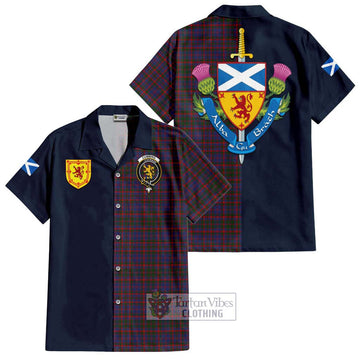 Cumming Tartan Short Sleeve Button Shirt Alba with Scottish Lion Royal Arm Half Style