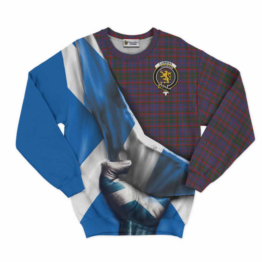 Tartan Vibes Clothing Cumming Tartan Sweatshirt with Family Crest Scotland Patriotic Style