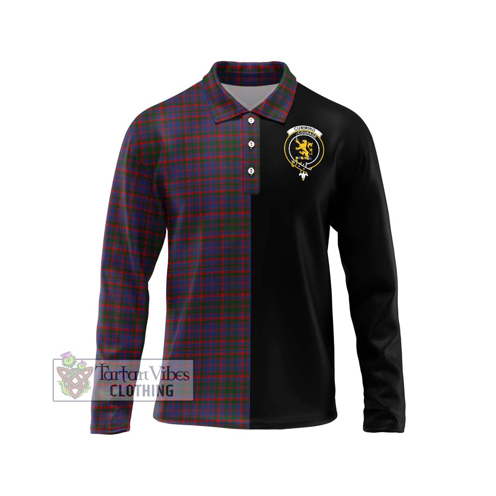 Cumming Tartan Long Sleeve Polo Shirt with Family Crest and Half Of Me Style Unisex - Tartanvibesclothing Shop