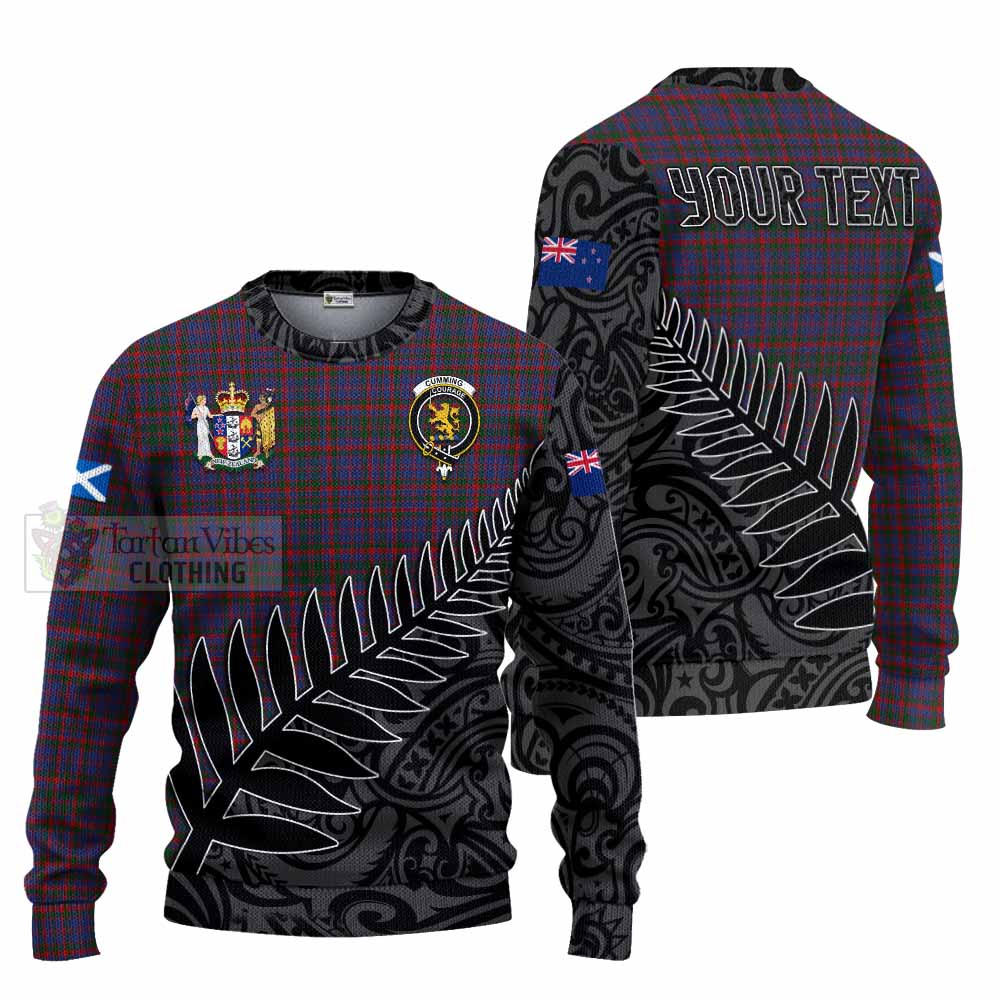 Tartan Vibes Clothing Cumming Crest Tartan Knitted Sweater with New Zealand Silver Fern Half Style