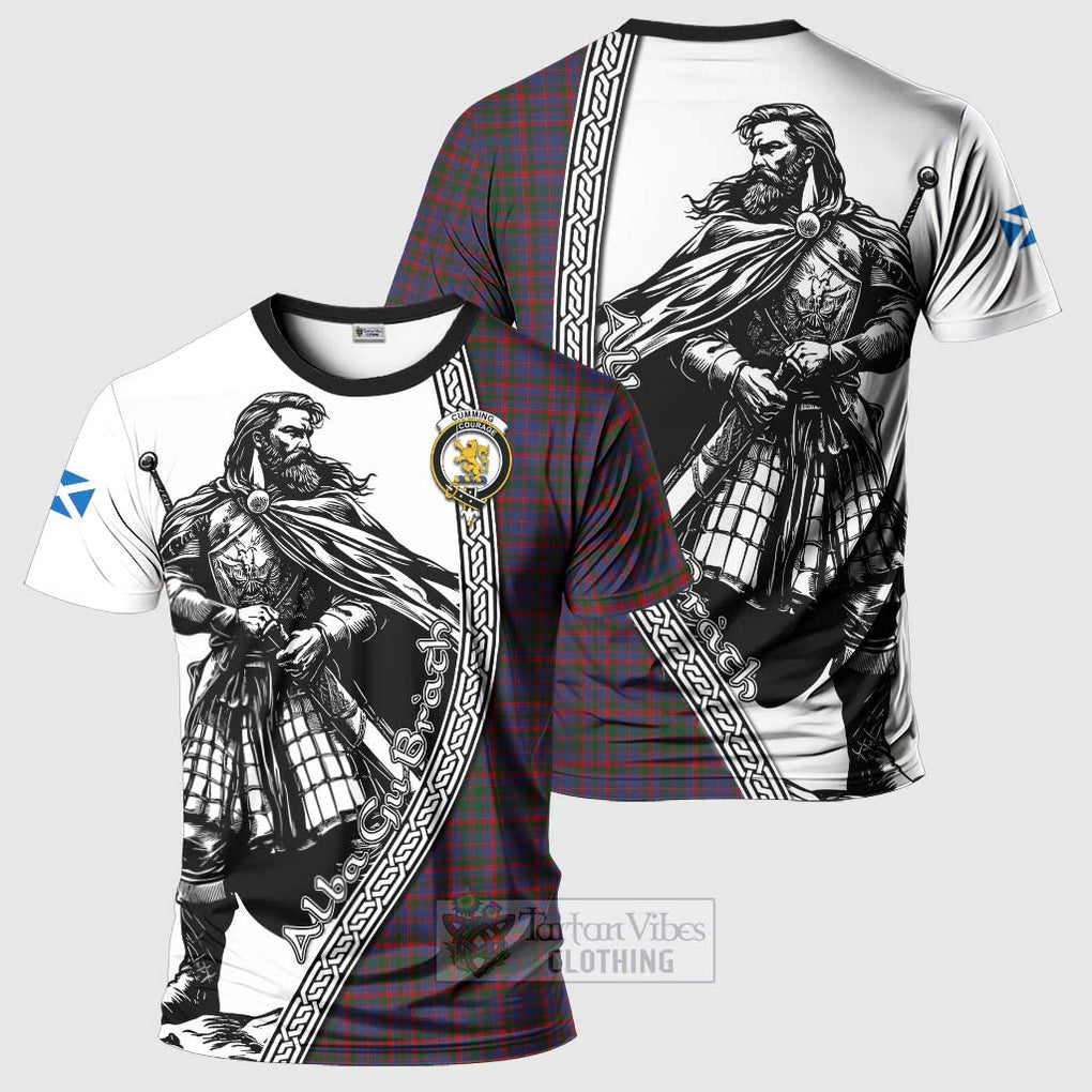 Tartan Vibes Clothing Cumming Tartan Clan Crest T-Shirt with Highlander Warrior Celtic Style