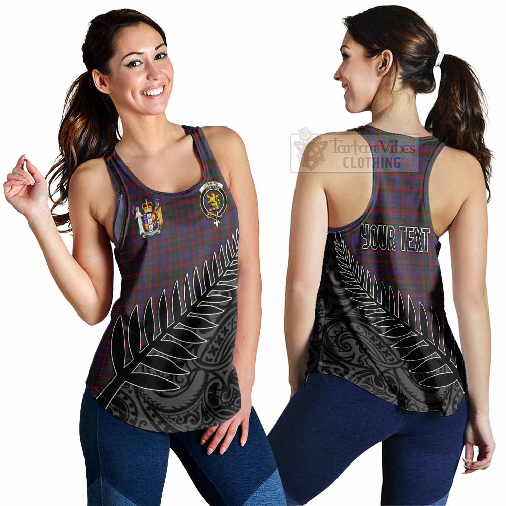 Tartan Vibes Clothing Cumming Crest Tartan Women's Racerback Tanks with New Zealand Silver Fern Half Style