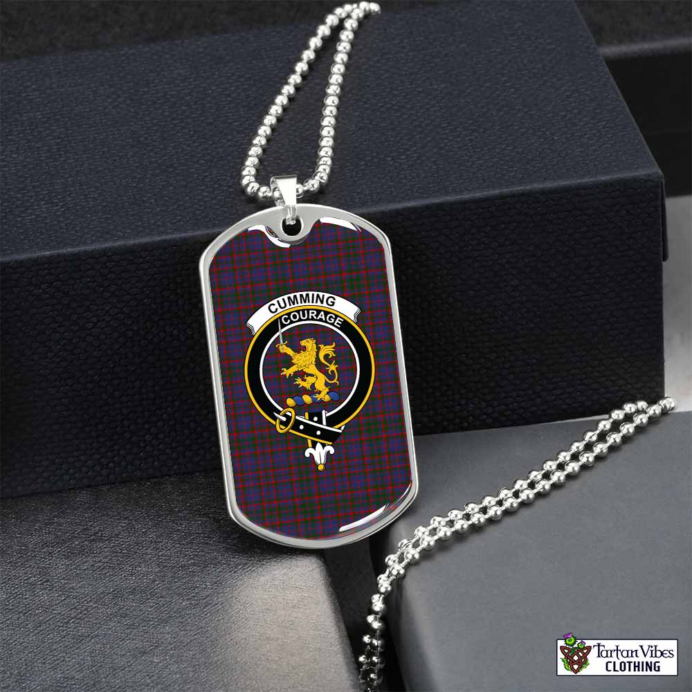 Tartan Vibes Clothing Cumming Tartan Dog Tag Necklace with Family Crest