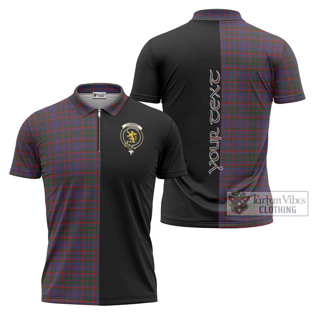 Cumming Tartan Zipper Polo Shirt with Family Crest and Half Of Me Style Unisex - Tartanvibesclothing Shop