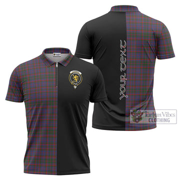 Cumming Tartan Zipper Polo Shirt with Family Crest and Half Of Me Style