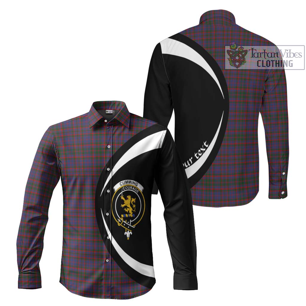 Cumming Tartan Long Sleeve Button Up with Family Crest Circle Style Men's Shirt S - Tartan Vibes Clothing