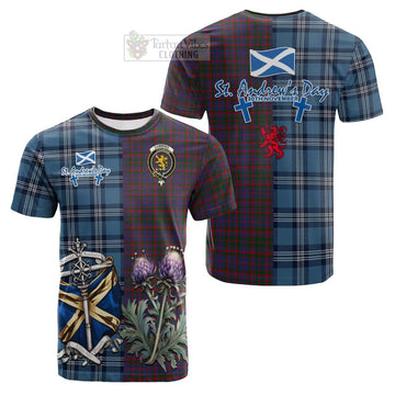 Cumming Tartan Cotton T-shirt Happy St. Andrew's Day Half Tartan Style