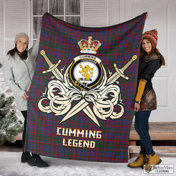 Cumming Tartan Blanket with Clan Crest and the Golden Sword of Courageous Legacy