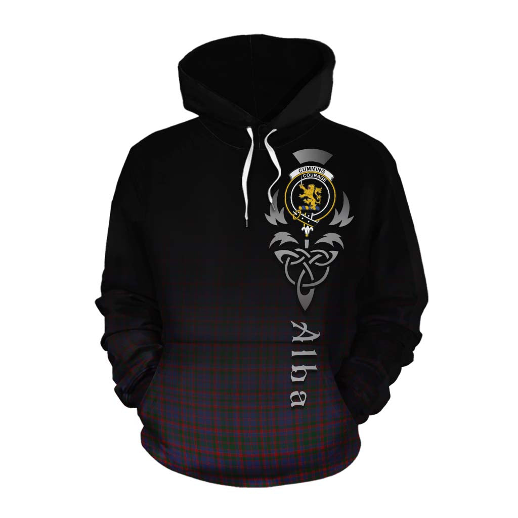 Tartan Vibes Clothing Cumming Tartan Cotton Hoodie Featuring Alba Gu Brath Family Crest Celtic Inspired