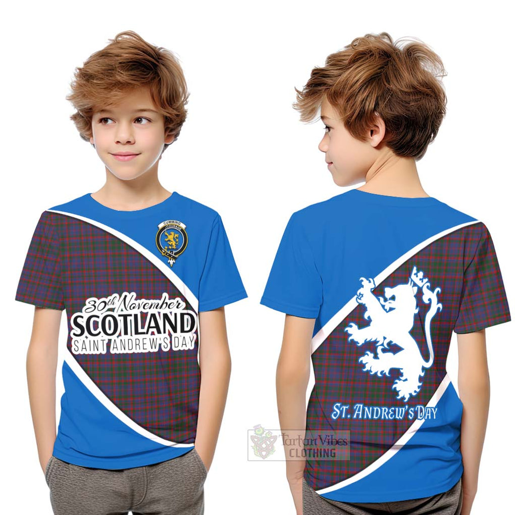 Tartan Vibes Clothing Cumming Family Crest Tartan Kid T-Shirt Celebrate Saint Andrew's Day in Style