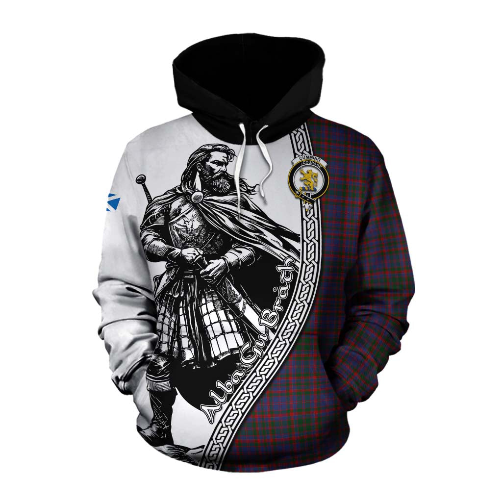 Tartan Vibes Clothing Cumming Tartan Clan Crest Cotton Hoodie with Highlander Warrior Celtic Style