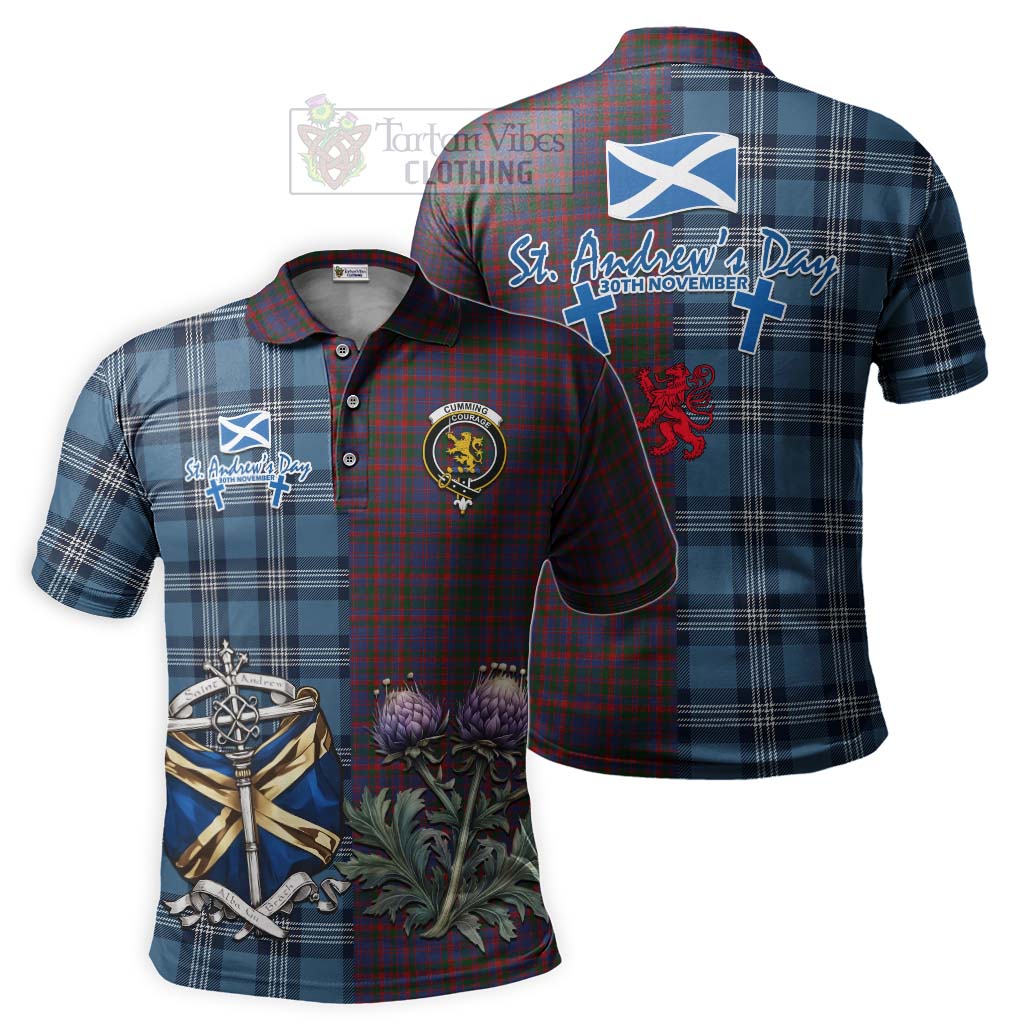 Tartan Vibes Clothing Cumming Tartan Polo Shirt Happy St. Andrew's Day Half Tartan Style