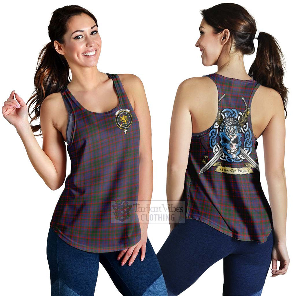 Tartan Vibes Clothing Cumming Tartan Women's Racerback Tanks with Family Crest Celtic Skull Style