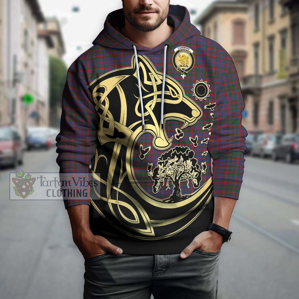 Cumming Tartan Hoodie with Family Crest Celtic Wolf Style Zip Hoodie - Tartan Vibes Clothing