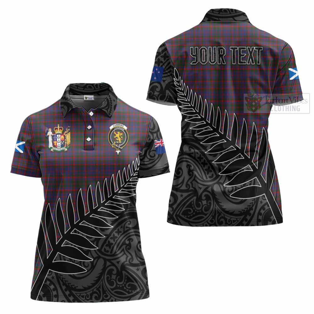 Tartan Vibes Clothing Cumming Crest Tartan Women's Polo Shirt with New Zealand Silver Fern Half Style