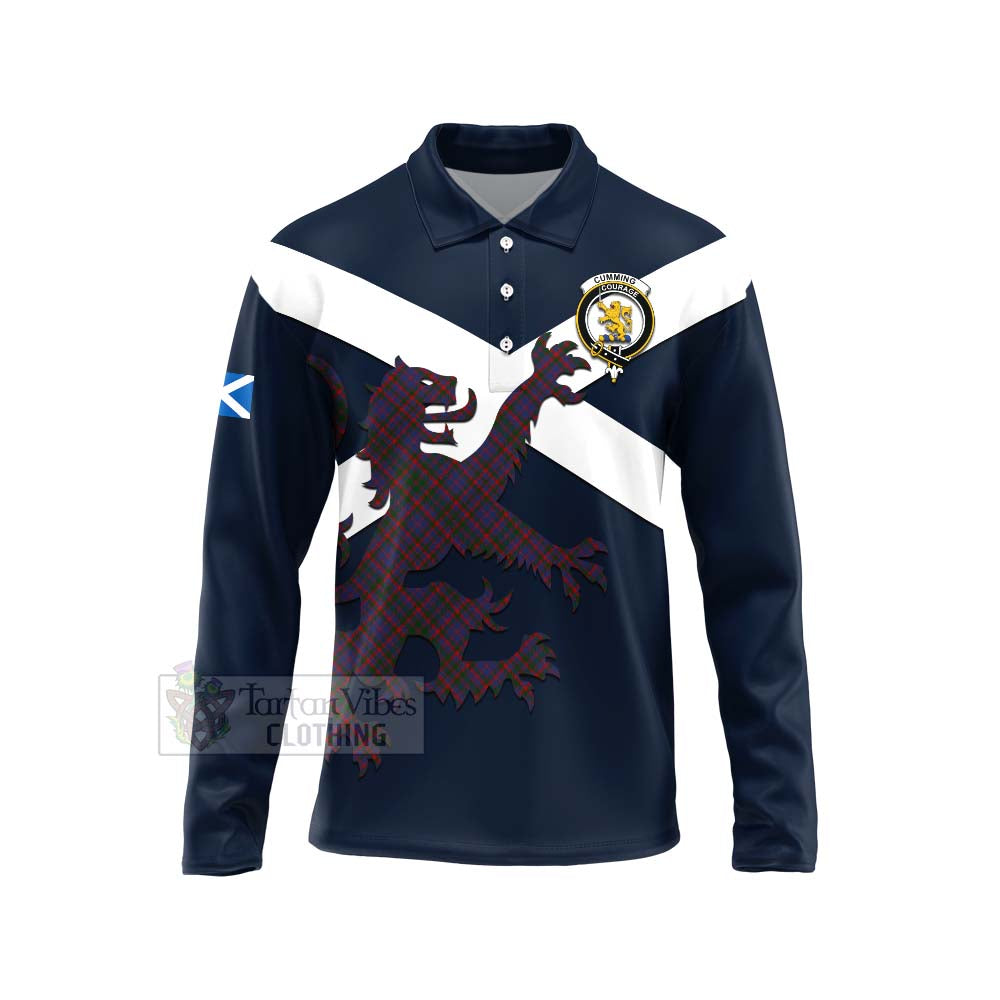 Tartan Vibes Clothing Cumming Tartan Lion Rampant Long Sleeve Polo Shirt – Proudly Display Your Heritage with Alba Gu Brath and Clan Name