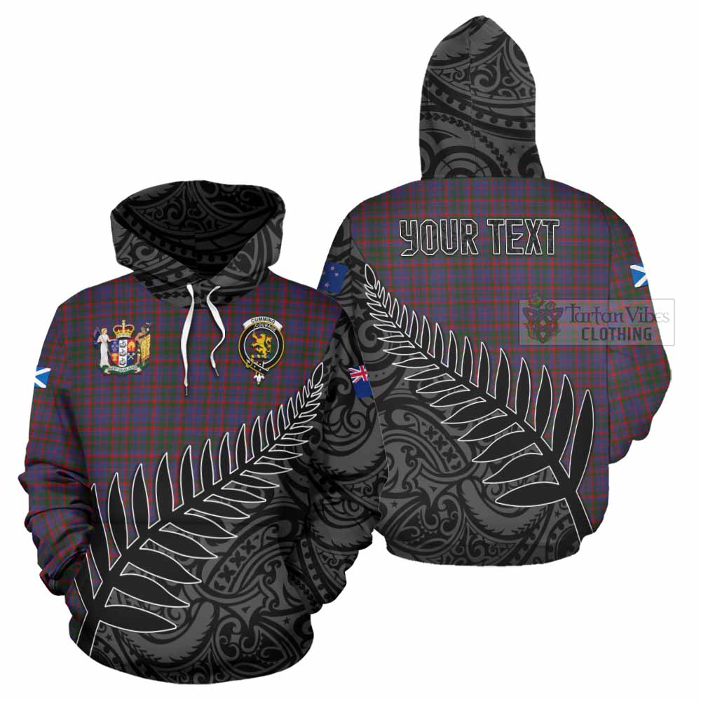 Tartan Vibes Clothing Cumming Crest Tartan Hoodie with New Zealand Silver Fern Half Style