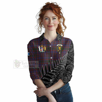 Cumming Crest Tartan Women's Casual Shirt with New Zealand Silver Fern Half Style