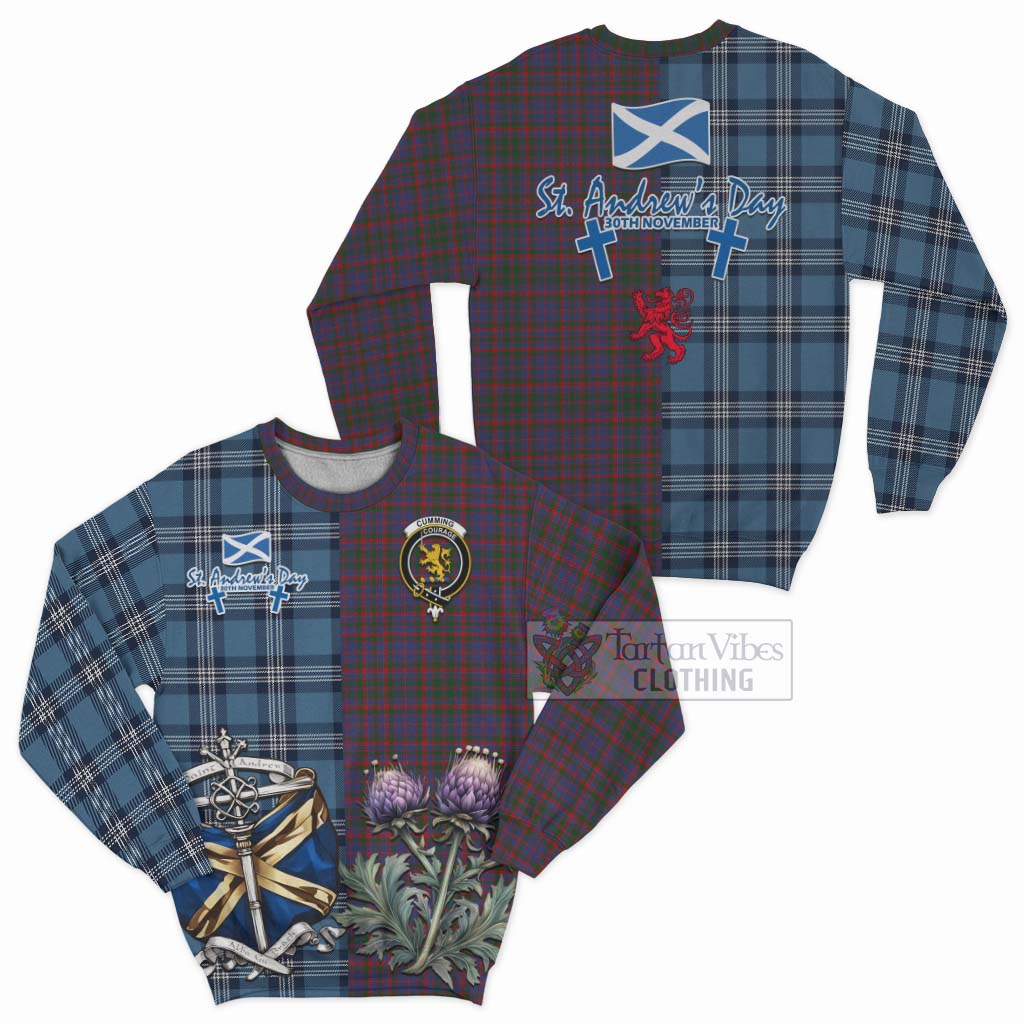 Tartan Vibes Clothing Cumming Tartan Sweatshirt Happy St. Andrew's Day Half Tartan Style