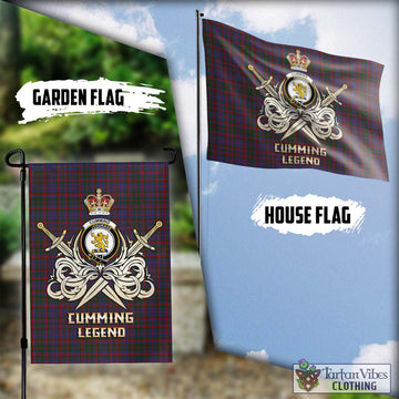 Cumming Tartan Flag with Clan Crest and the Golden Sword of Courageous Legacy