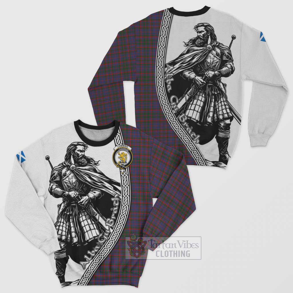 Tartan Vibes Clothing Cumming Tartan Clan Crest Sweatshirt with Highlander Warrior Celtic Style